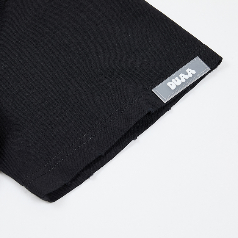 DU209# P68  DUAA SPRINT BLK TEE SHIRT美国时尚潮牌烫钻破洞短袖T恤