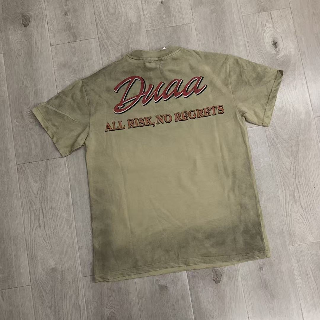 DU202# P75 DUAA All Risk T-shirt白墨直喷烫钻高品质潮牌短袖T恤