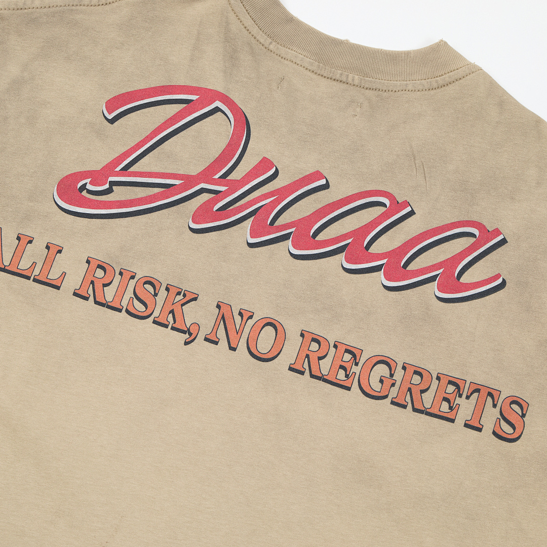 DU202# P75 DUAA All Risk T-shirt白墨直喷烫钻高品质潮牌短袖T恤