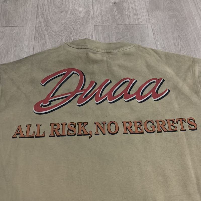 DU202# P75 DUAA All Risk T-shirt白墨直喷烫钻高品质潮牌短袖T恤