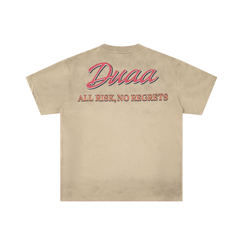 DU202# P75 DUAA All Risk T-shirt白墨直喷烫钻高品质潮牌短袖T恤
