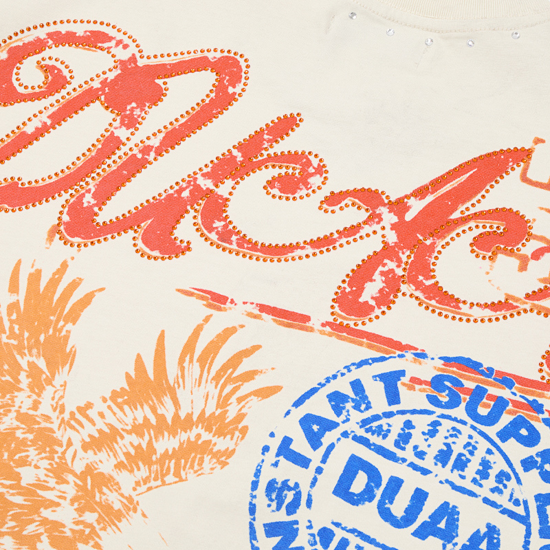 DU105# P70  DUAA Upper Hand SS Tee 烫钻做旧破洞纯棉短袖T恤