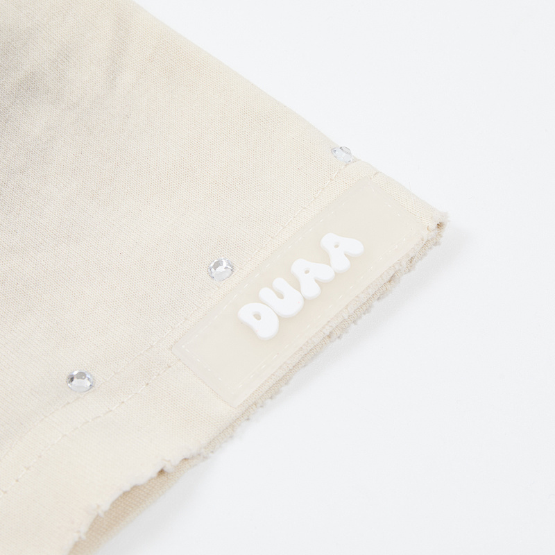 DU105# P70  DUAA Upper Hand SS Tee 烫钻做旧破洞纯棉短袖T恤