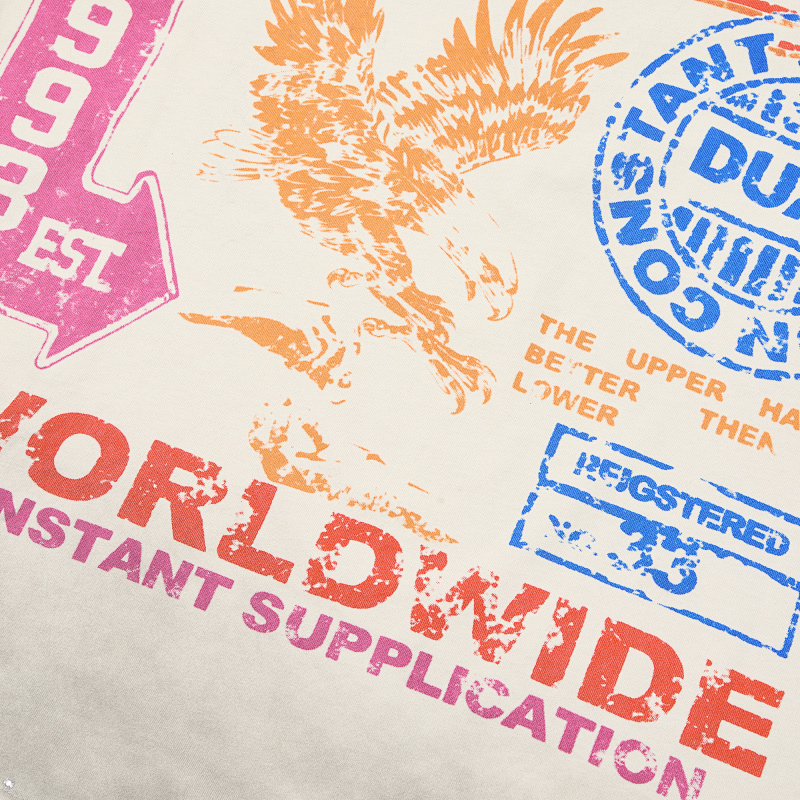 DU105# P70  DUAA Upper Hand SS Tee 烫钻做旧破洞纯棉短袖T恤