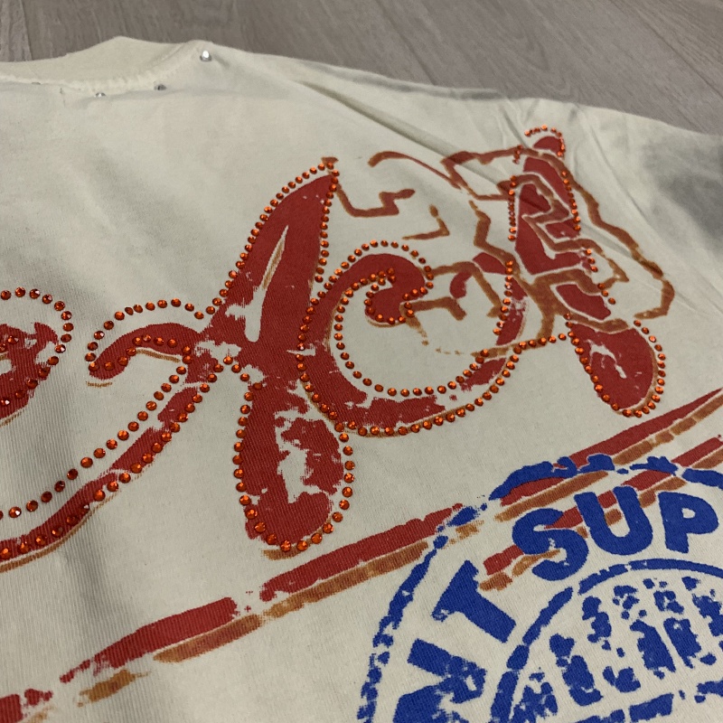 DU105# P70  DUAA Upper Hand SS Tee 烫钻做旧破洞纯棉短袖T恤