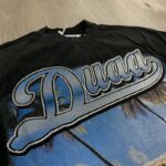 DU201# P70  DUAA Destination crystal graphic T-shirt洗水做旧破洞烫钻街头潮牌短袖T恤