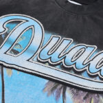 DU201# P70  DUAA Destination crystal graphic T-shirt洗水做旧破洞烫钻街头潮牌短袖T恤