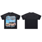 DU201# P70  DUAA Destination crystal graphic T-shirt洗水做旧破洞烫钻街头潮牌短袖T恤