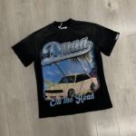 DU201# P70  DUAA Destination crystal graphic T-shirt洗水做旧破洞烫钻街头潮牌短袖T恤