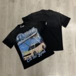 DU201# P70  DUAA Destination crystal graphic T-shirt洗水做旧破洞烫钻街头潮牌短袖T恤