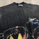 DU103# P65 DUAA Trophies T-shirt美国街头潮牌烫钻洗水做旧破洞短袖T恤