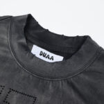 DU103# P65 DUAA Trophies T-shirt美国街头潮牌烫钻洗水做旧破洞短袖T恤