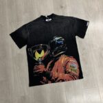 DU103# P65 DUAA Trophies T-shirt美国街头潮牌烫钻洗水做旧破洞短袖T恤