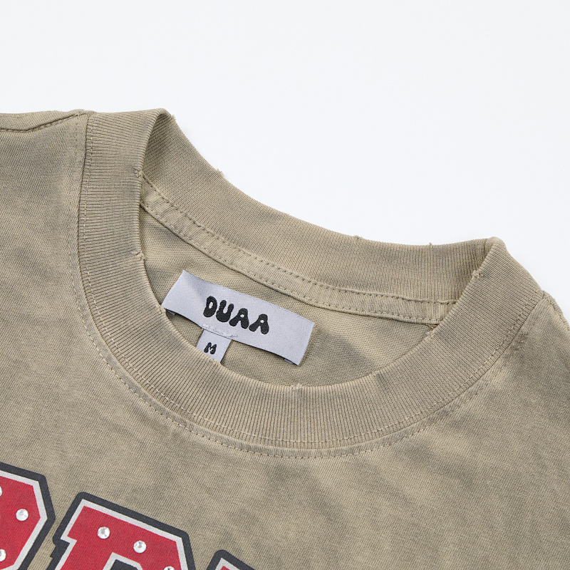 DU207# P75 DUAA All Star SS Tee2026ss欧美街头潮牌烫钻破洞短袖T恤
