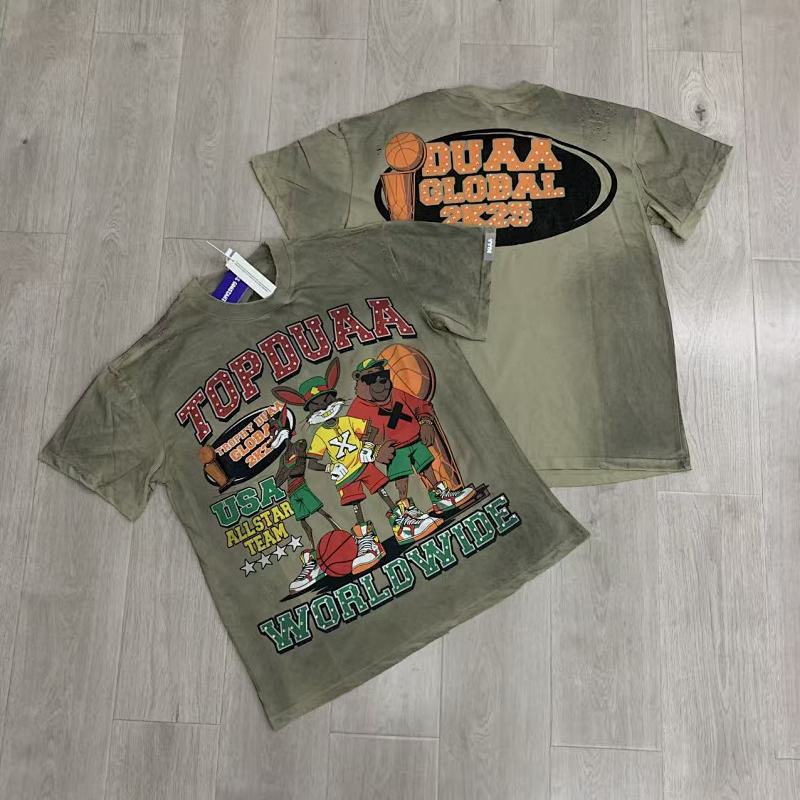 DU207# P75 DUAA All Star SS Tee2026ss欧美街头潮牌烫钻破洞短袖T恤