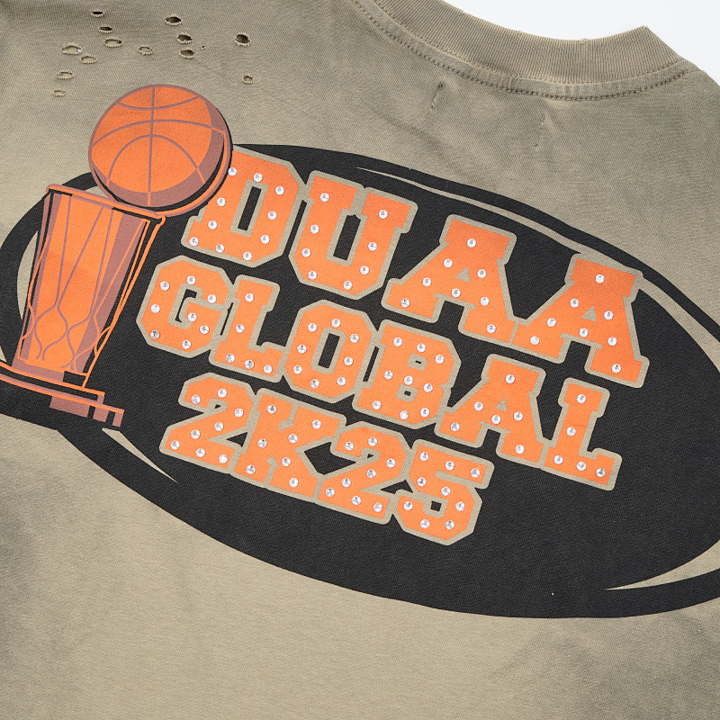 DU207# P75 DUAA All Star SS Tee2026ss欧美街头潮牌烫钻破洞短袖T恤