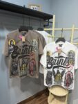 S7305#活性黑/摩卡｜P55 Saint（烫钻） 现货实拍/ 跨境美式欧美风/短袖T 工艺：（数码高清立体图像）/ 烫澳钻 面料（fabric）：重磅270支精梳双纱纯棉料 码数（size）：S-