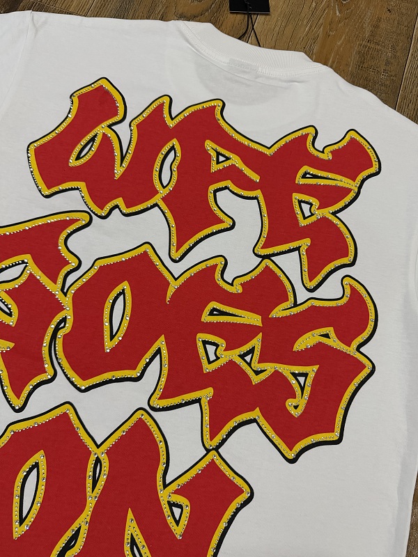 编号301    批55   SAINTS Champion T-Shirt 2026美国洛杉矶最新街头潮牌印花烫钻短袖T恤 码数：S  M  L  XL