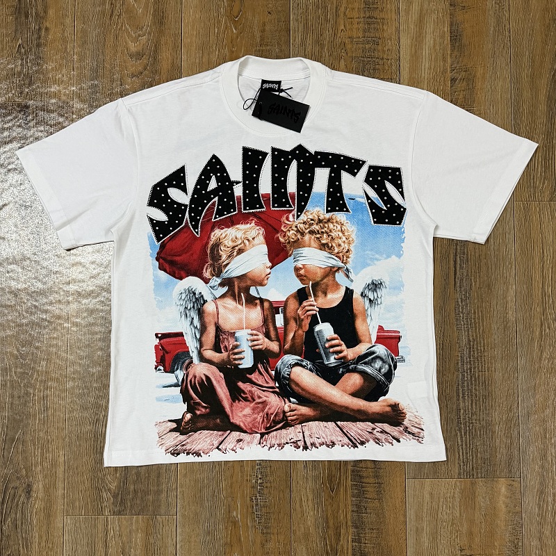 编号302    批55   SAINTS Champion T-Shirt 2026美国洛杉矶最新街头潮牌印花烫钻短袖T恤 码数：S  M  L  XL