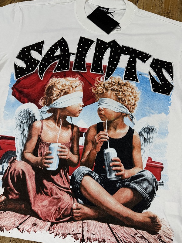 编号302    批55   SAINTS Champion T-Shirt 2026美国洛杉矶最新街头潮牌印花烫钻短袖T恤 码数：S  M  L  XL