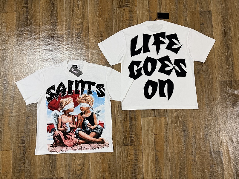 编号302    批55   SAINTS Champion T-Shirt 2026美国洛杉矶最新街头潮牌印花烫钻短袖T恤 码数：S  M  L  XL