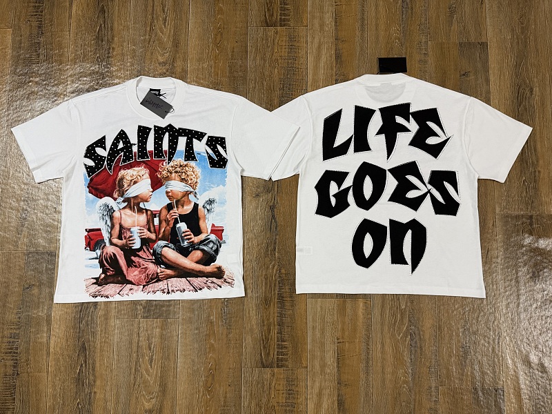 编号302    批55   SAINTS Champion T-Shirt 2026美国洛杉矶最新街头潮牌印花烫钻短袖T恤 码数：S  M  L  XL