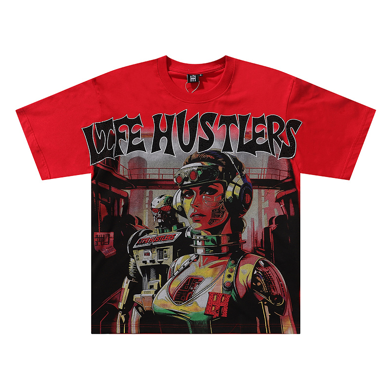 批61，编号LH025，美潮Life Hustlers宇航员印花烫钻短袖T恤