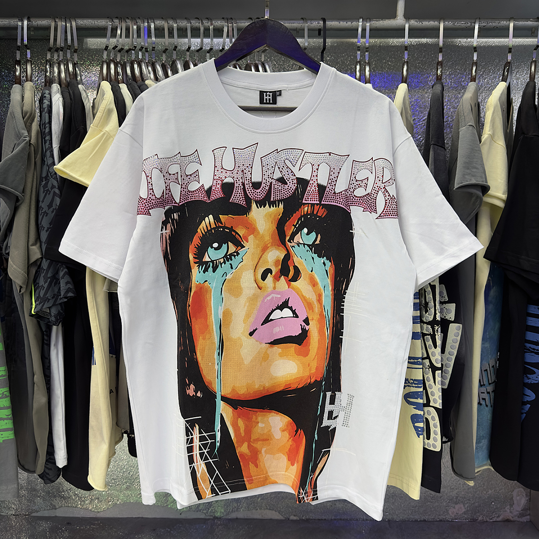 批61，编号LH021，美潮Life Hustlers “Crying Woman”烫钻设计