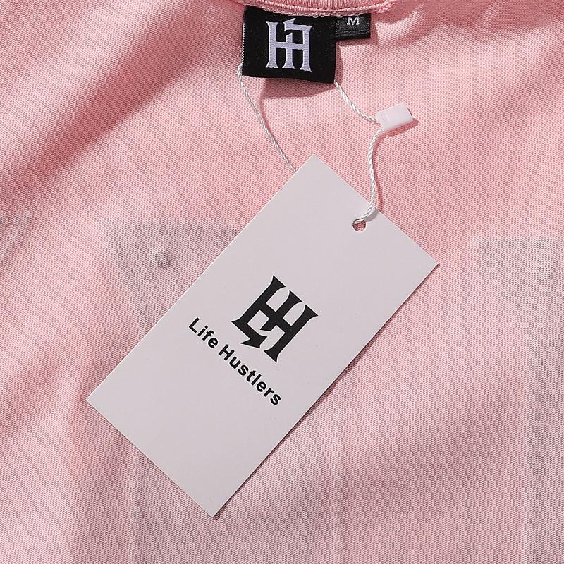 批56，编号LH020，Life Hustlers "Blind Baby"祈祷粉色烫钻纯棉双纱短袖T恤男女