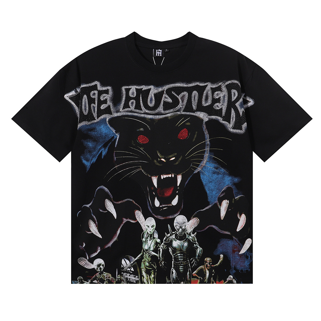 批58，编号LH019，Life Hustlers "Black Panther"黑豹印花烫钻设计