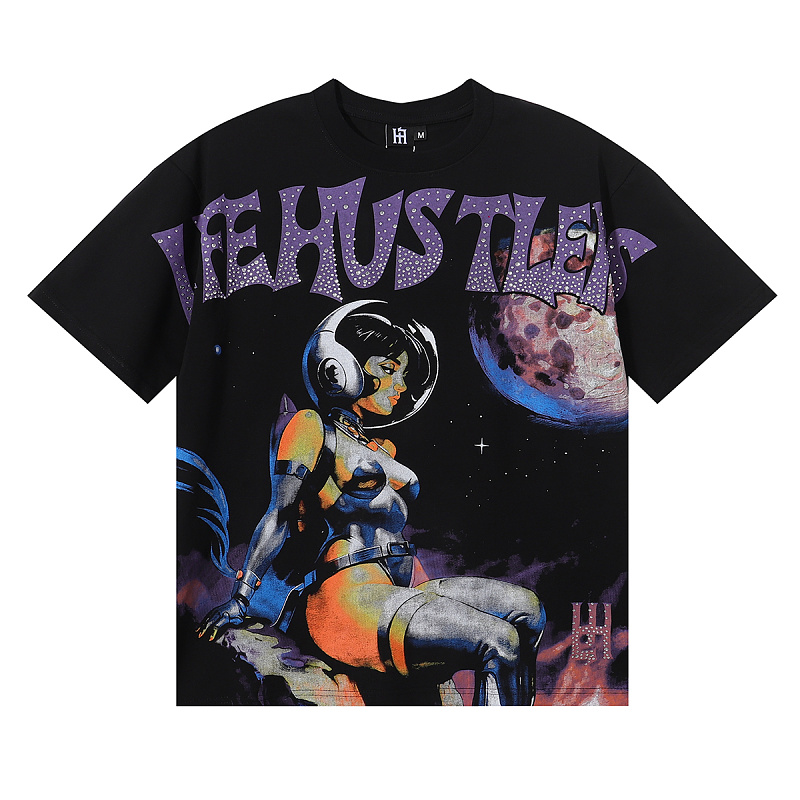 批58，编号LH018，Life Hustlers "sexy astronaut"性感宇航员印花烫钻设计短袖T恤男女