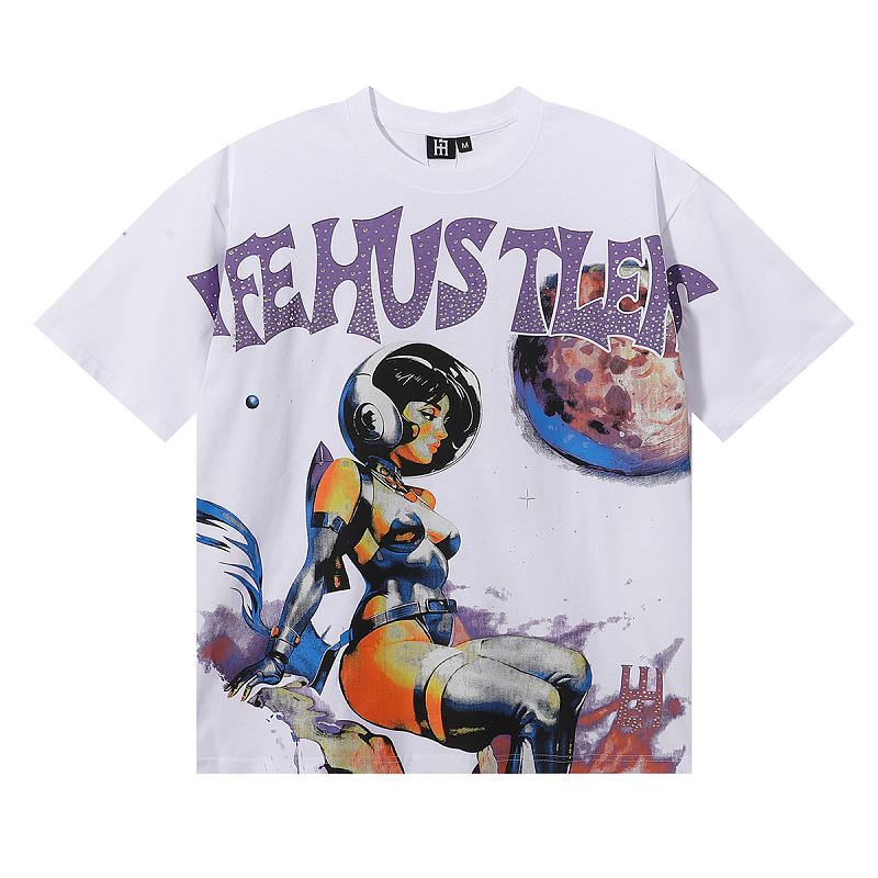 批58，编号LH018，Life Hustlers "sexy astronaut"性感宇航员印花烫钻设计短袖T恤男女