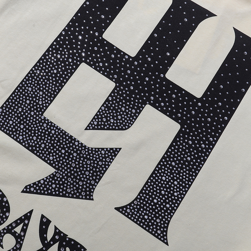 批58，编号LH017，Life Hustlers "Praying Angel"祈祷天使印花烫钻设计双纱纯棉T恤