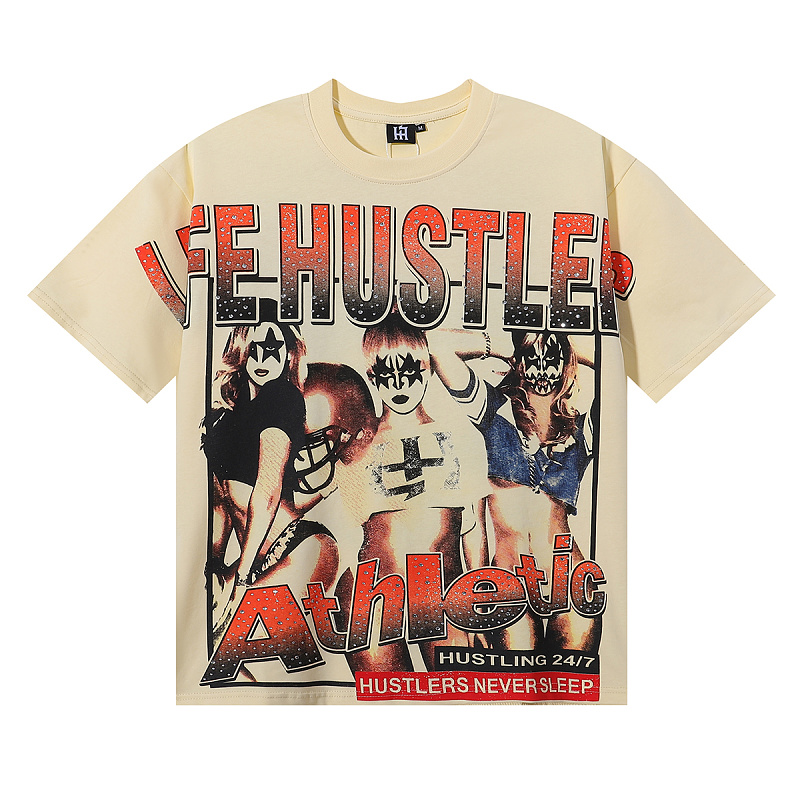批58，编号LH016，Life Hustlers "Football Girls" 足球宝贝印花烫钻设计双纱短袖T恤男女