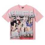 批58，编号LH016，Life Hustlers "Football Girls" 足球宝贝印花烫钻设计双纱短袖T恤男女