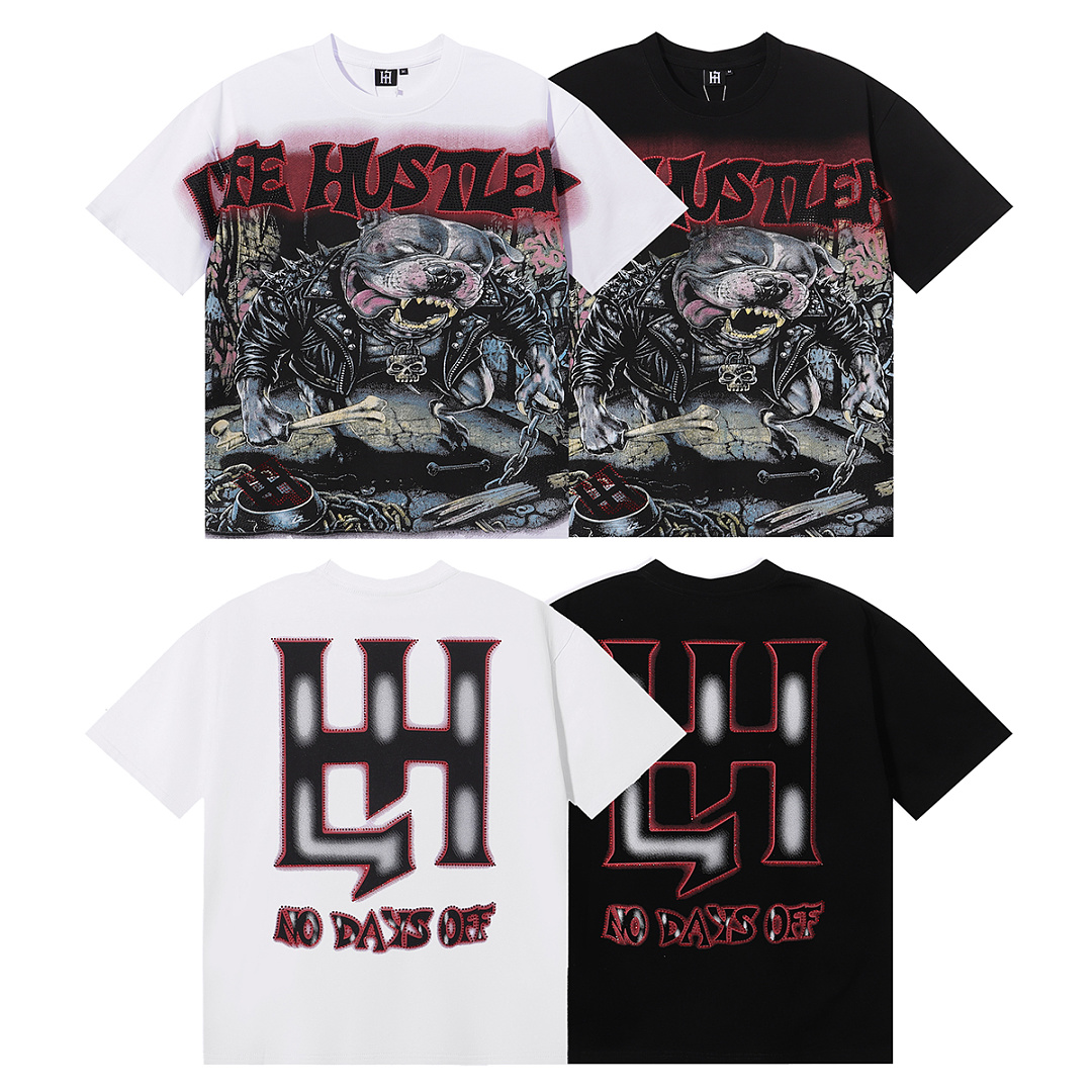 批58，编号LH015，Life Hustlers "Angry Pitbull"比特犬印花烫钻设计