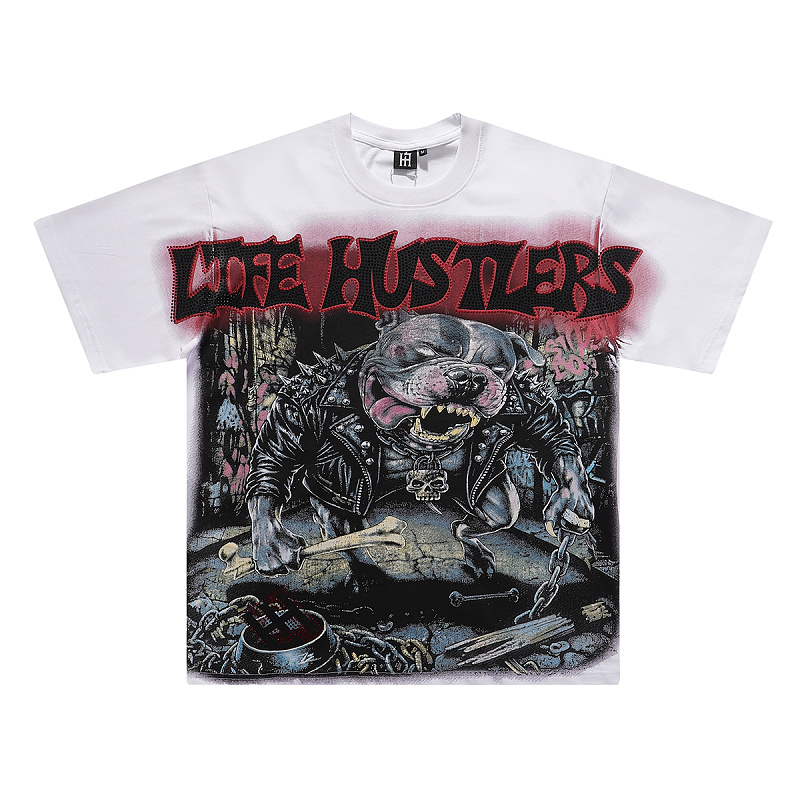 批58，编号LH015，Life Hustlers "Angry Pitbull"比特犬印花烫钻设计