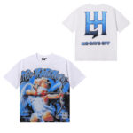 编号LH001，美潮Life Hustlers蒙面天使射箭印花烫钻设计高品质双纱纯棉休闲短袖T恤男女