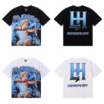 编号LH001，美潮Life Hustlers蒙面天使射箭印花烫钻设计高品质双纱纯棉休闲短袖T恤男女