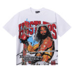 批60，编号LH005，Life Hustlers "Jesus King"拳击皇帝烫钻双纱短袖T恤男女