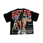 批60，编号LH005，Life Hustlers "Jesus King"拳击皇帝烫钻双纱短袖T恤男女