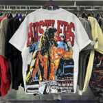 批60，编号LH005，Life Hustlers "Jesus King"拳击皇帝烫钻双纱短袖T恤男女