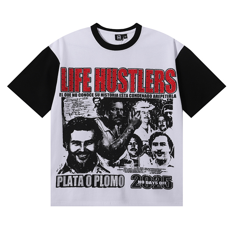 批60，编号LH009，Life Hustlers "Plata o plomo" shirt