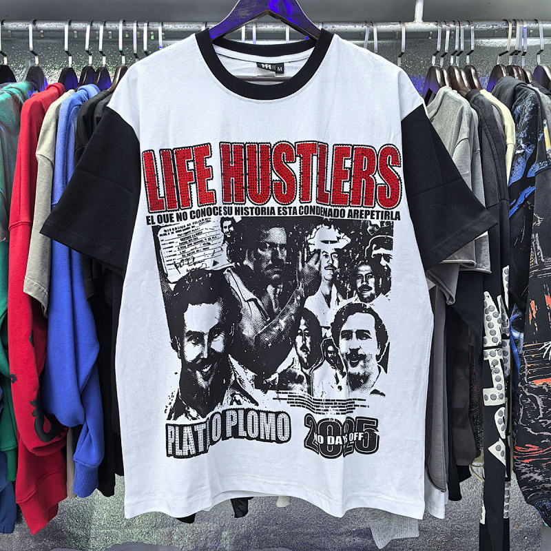 批60，编号LH009，Life Hustlers "Plata o plomo" shirt