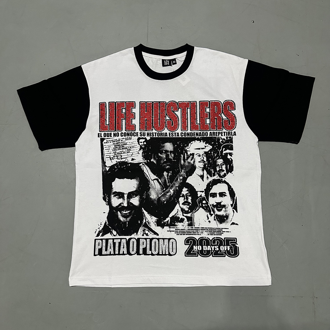 批60，编号LH009，Life Hustlers "Plata o plomo" shirt