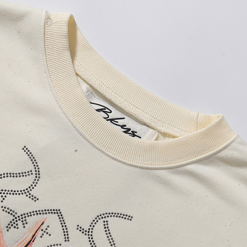 BK017P75，BKYS Rock F-Terry Cropped T-shirt烫钻设计