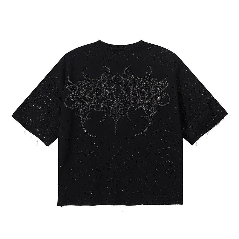 BK017P75，BKYS Rock F-Terry Cropped T-shirt烫钻设计