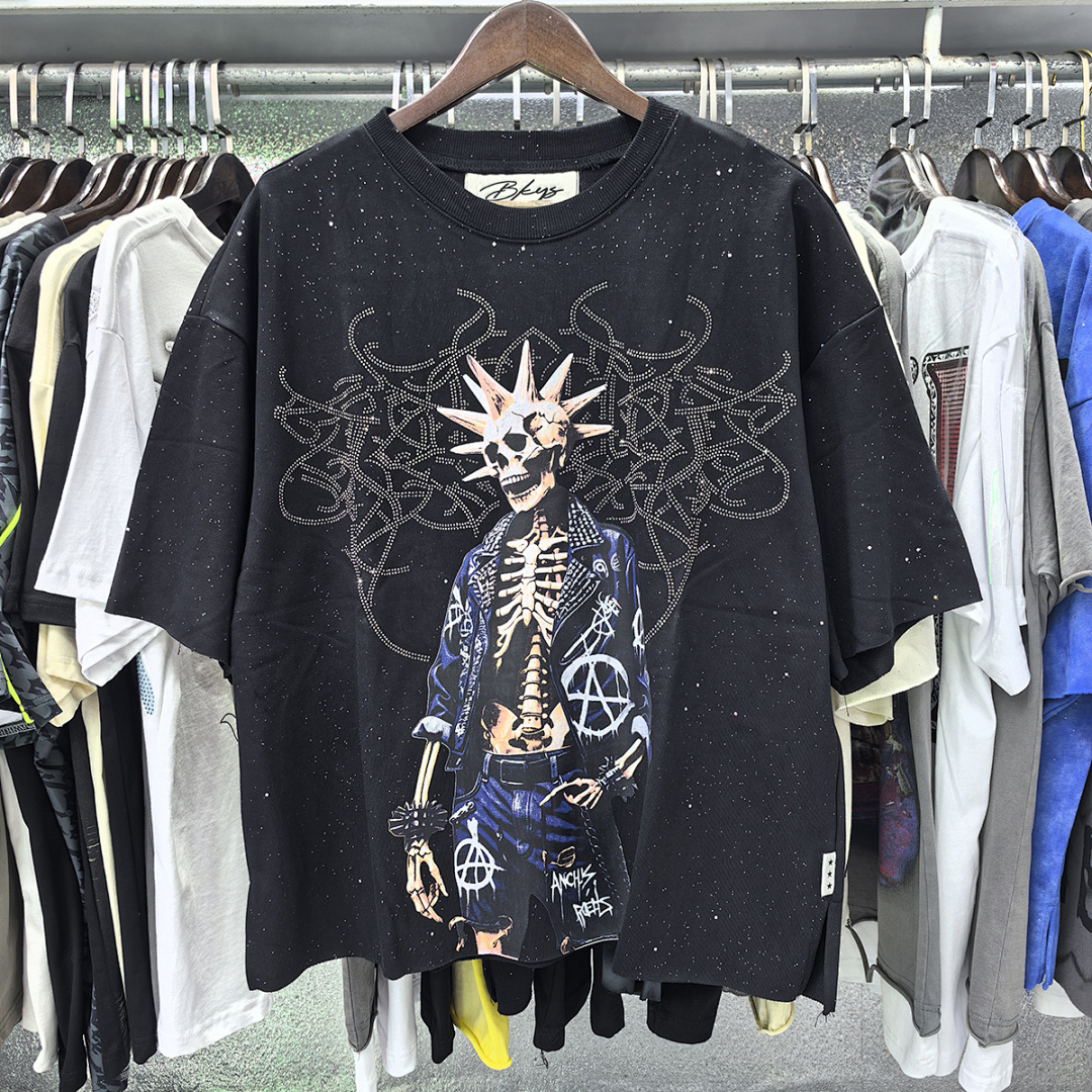 BK017P75，BKYS Rock F-Terry Cropped T-shirt烫钻设计