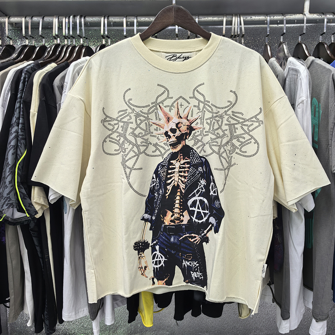 BK017P75，BKYS Rock F-Terry Cropped T-shirt烫钻设计