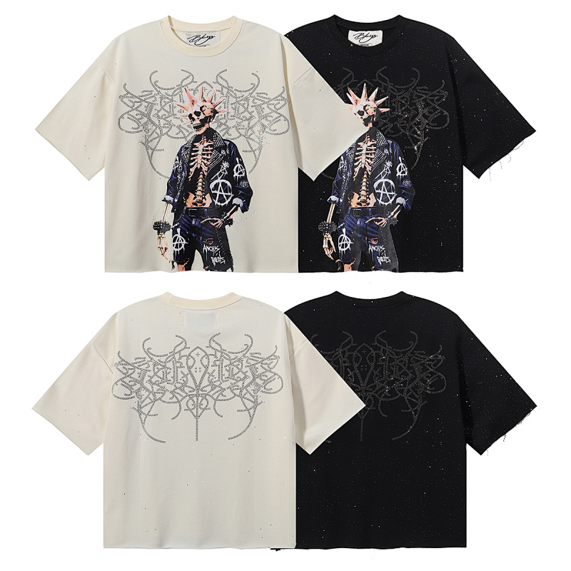 BK017P75，BKYS Rock F-Terry Cropped T-shirt烫钻设计